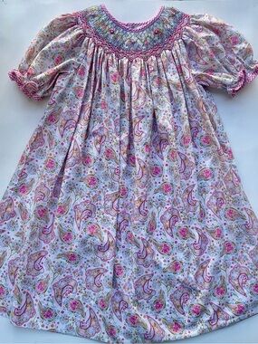 Petit Ami Hand Smocked Paisley Girl 4/4T Dress